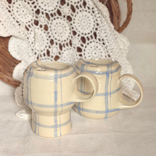 bluebell plaid mugs